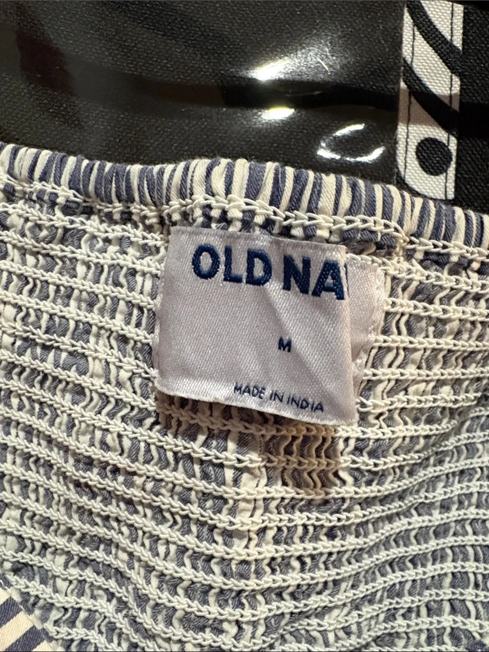 Striped Puff-Sleeve Peplum Top - Blue/White medium by Old Navy good condition
